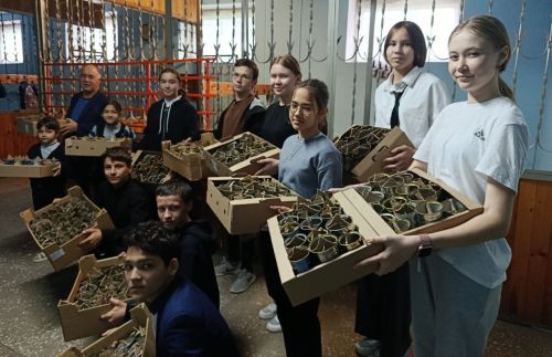 Мулла Иле мәктәбе укучылары солдатлар өчен окоп шәмнәре ясады