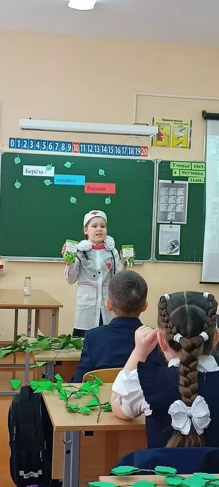 «Каен — Россия символы»: Әйшә гимназиясенең 1 А сыйныф укучылары уникаль проект яклады