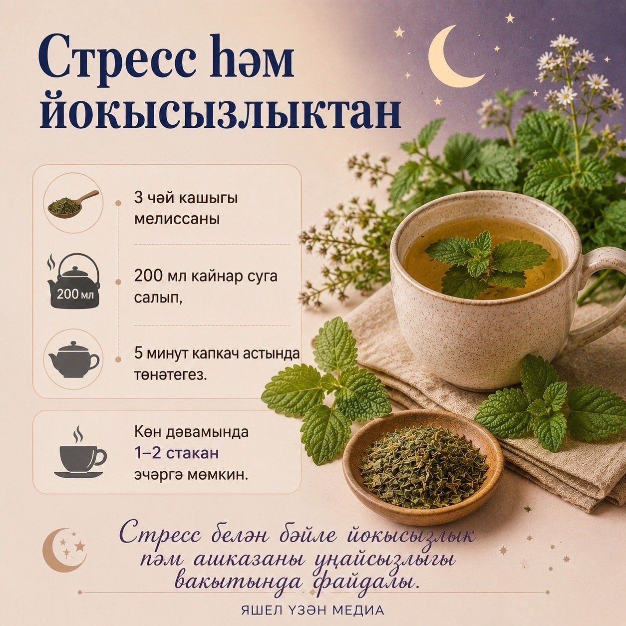 Йокысызлык һәм стресс вакытында кулланырга мөмкин булган файдалы үлән чәйләре һәм төнәтмәләр тупладык