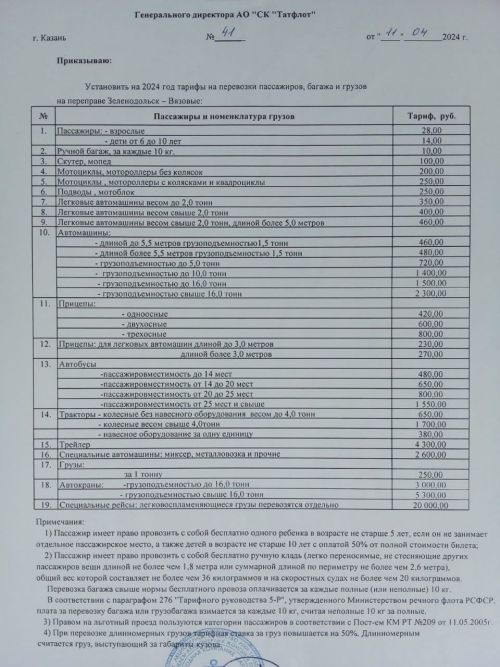 Зеленодольск-Карамалы Тау паром кичүе кайчан ачыласы билгеле булды