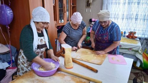 Яшел Үзәннең Мулла Иле авылы хатын-кызлары МХОда булган якташларына токмач баса