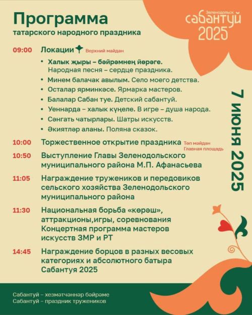 Яшел Үзәндә узачак милли Сабантуй бәйрәменең программасы