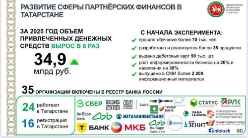 2025 елда Татарстанда ислам (партнёрлык) финанслары катнашындагы килешүләр күләме 6 тапкырга арткан