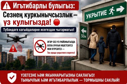 «Пилотсыз аппаратлар куркынычы» игълан ителгәндә яки сирена тавышлары ишетелгәндә үз-үзеңне тоту кагыйдәләре